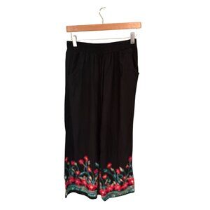 Extra Belleza Womens Black Floral Palazzo Pants M